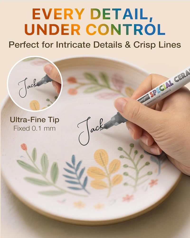 EliteSign Underglaze Pen for Ceramics –Underglaze Markers for Pottery, Art Glaze Pens for Decorating Pottery Bisque, Ultra-fine, Permanent Porcelain Colored Pens, Green（Ultra-Fine Tip） - Image 4